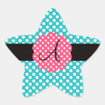 Pois de turquoise de monogramme autocollant en étoile