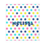 Pois en pastel lumineux avec le nom personnalisé blocs-notes