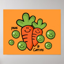 Pois et affiche de carottes
