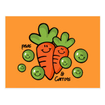 Pois et carottes carte postale