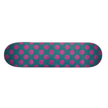 Pois magenta sur la texture de cuir de turquoise skateboard