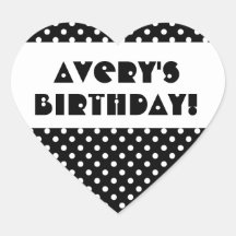 Pois mignon d'anniversaire nommé fait sur commande autocollants en cœur