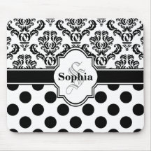 Pois mignon de damassé vintage noire tapis de souris