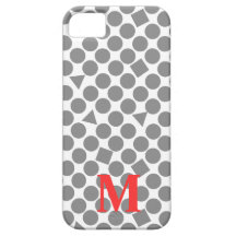Pois moderne gris et blanc avec le monogramme étuis iPhone 5