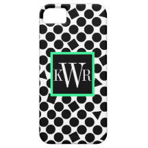 Pois moderne noir et menthe lumineuse coque Case-Mate iPhone 5