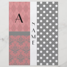Pois noir et blanc de nom et de monogramme prospectus personnalisés