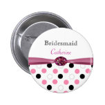 Pois noir, rose, blanc épousant la demoiselle d'ho badges avec agrafe