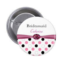 Pois noir, rose, blanc épousant la demoiselle d'ho badges avec agrafe