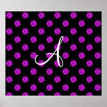 Pois pourpre de scintillement de monogramme affiches