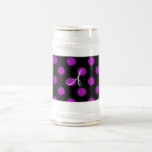 Pois pourpre de scintillement de monogramme tasse à café