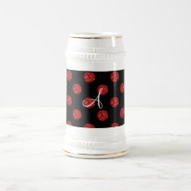 Pois rouge de scintillement de monogramme tasse à café