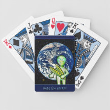 Pois sur des cartes de jeu de la terre cartes bicycle poker