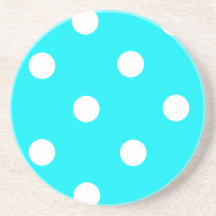 Pois turquoise et blanc dessous de verre
