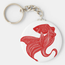 Poisson rouge original Keychain de Ciseaux-cut Porte-clés