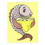 Poissons avec le citron carte postale