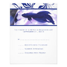 Poissons bleus de Betta épousant la carte de RSVP Faire-part