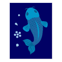 Poissons bleus de Koi Carte Postale