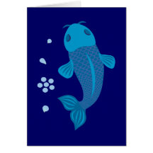 Poissons bleus de Koi Cartes De Vœux