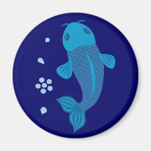 Poissons bleus de Koi Magnets Pour Réfrigérateur