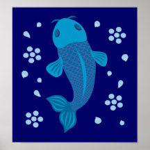 Poissons bleus de Koi Posters