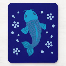 Poissons bleus de Koi Tapis De Souris