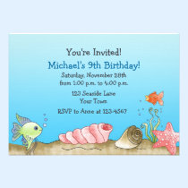 Poissons dans l'invitation d'anniversaire de mer invitations