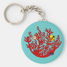Poissons et art Keychain de griffonnage de corail Porte-clefs