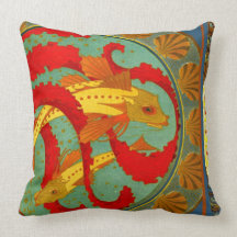 Poissons et paon de Nouveau d'art Oreillers