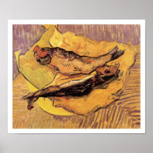 Poissons - harengs bouffis par Vincent van Gogh Affiche