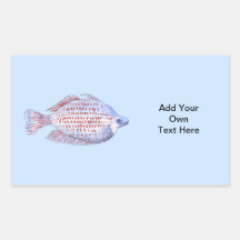 Poissons. Ligne rouge Rainbowfish. Sticker Rectangulaire