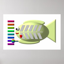 Poissons mignons de rayon X jouant le xylophone Affiche