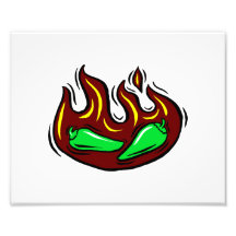 poivrons verts dans le graphique de flamme tirages photo
