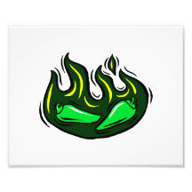 poivrons verts dans le graphique vert de flamme photographes