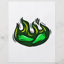 poivrons verts dans le graphique vert de flamme prospectus customisé