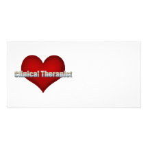 Police clinique de chrome de thérapeute et coeur r cartes de vœux avec photo