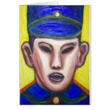 Policier chinois fâché (peinture de portrait) cartes