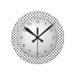 Polkadot contemporain moderne noir et blanc horloges murales