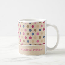 Polkadot de rose de beige tasse à café