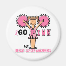 Pom-pom girl pour la conscience de cancer du sein aimants pour réfrigérateur