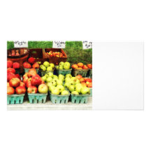 Pommes au marché de l'agriculteur cartes de vœux avec photo