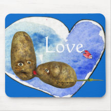 Pommes de terre drôles au coeur Mousepads d'amour Tapis De Souris