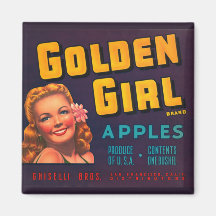 Pommes d'or de fille aimant pour réfrigérateur