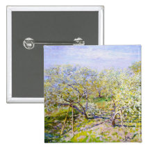 Pommiers En fleur, Claude Monet 1873 Badge Avec Épingle