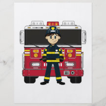 Pompier avec l'insecte de pompe à incendie prospectus avec motif