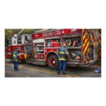 Pompiers - le camion de pompiers moderne cartes de vœux avec photo