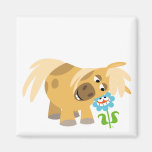 Poney de bande dessinée et aimant tendres de fleur magnets