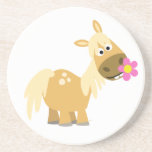 Poney de bande dessinée et caboteur de fleur dessous de verres