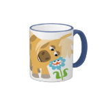 Poney de bande dessinée et tasse tendres de fleur tasses