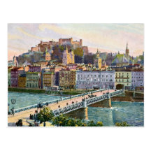 Pont 1916 d'état de Salzbourg d'aquarelle Cartes Postales