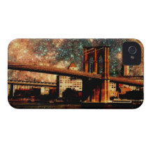 Pont de Brooklyn de nuit étoilée Coques iPhone 4 Case-Mate